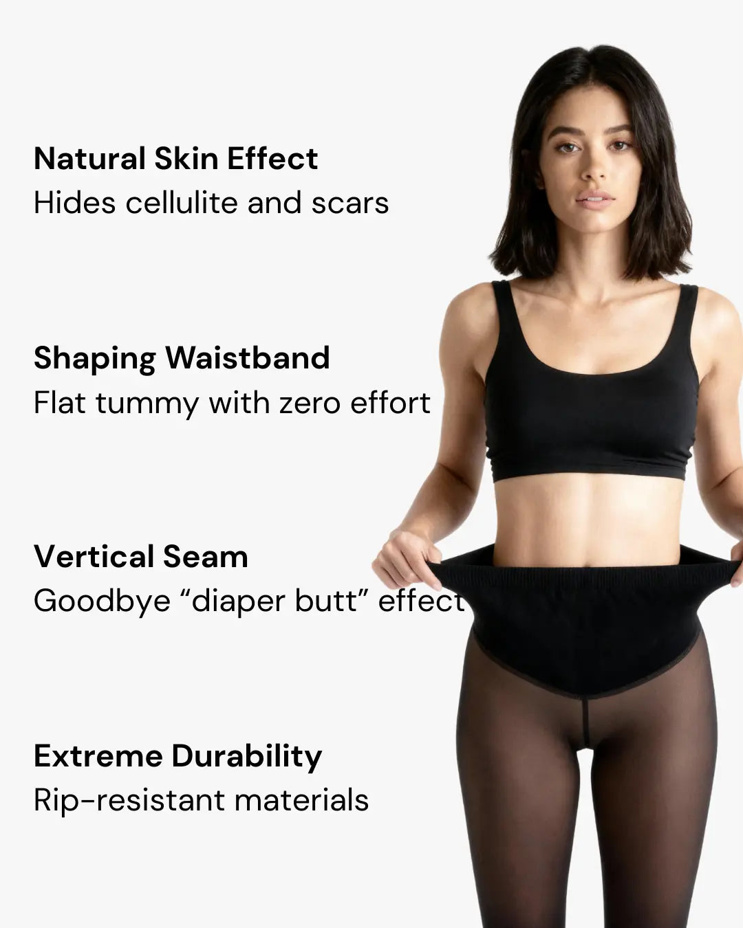 Women's Fleece-Lined Faux Sheer Tights – High-Waisted Sculpting