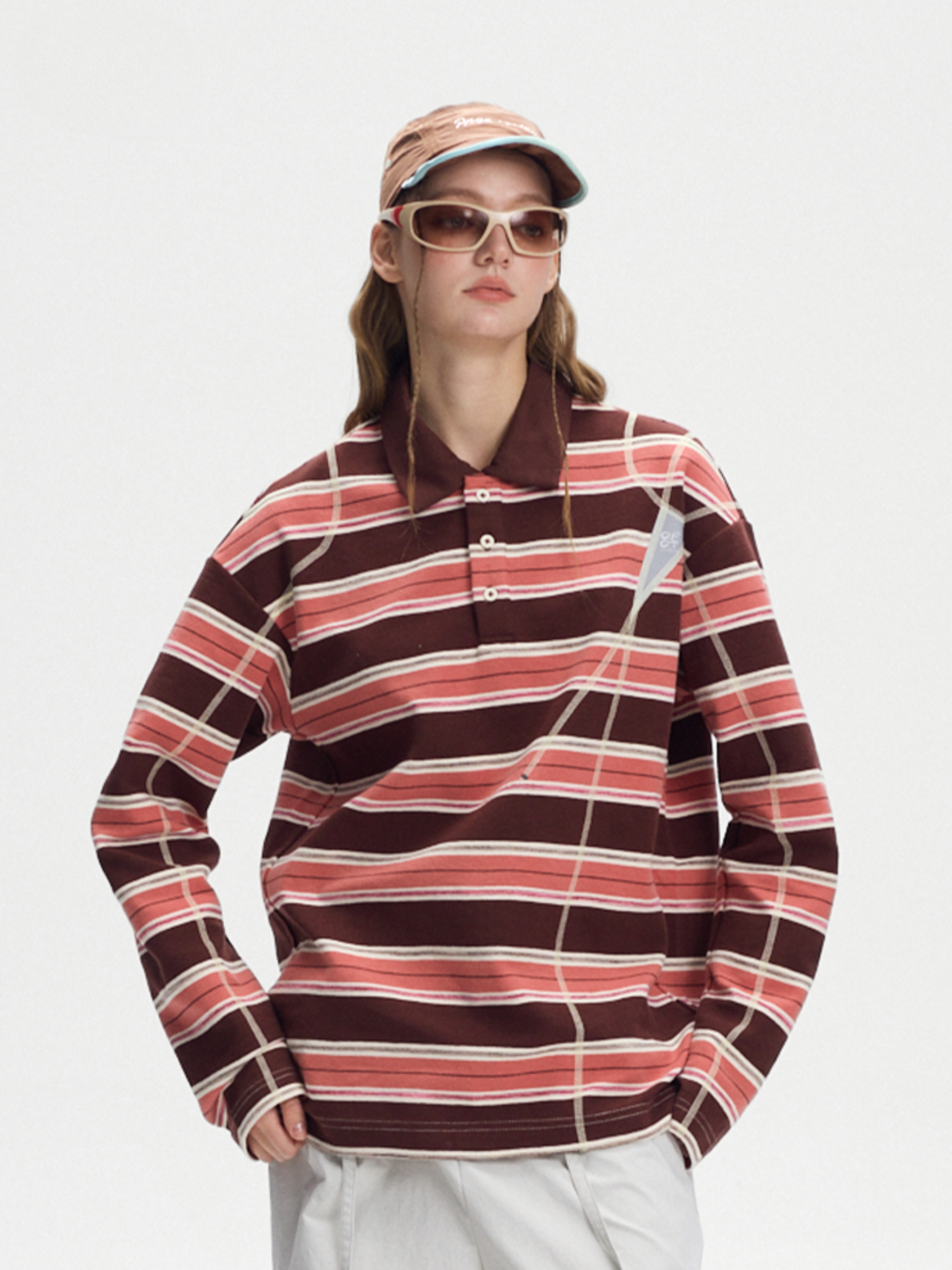 Staple - Women's UPF50+ Protection Striped Knit Long Sleeve Polo Shirt