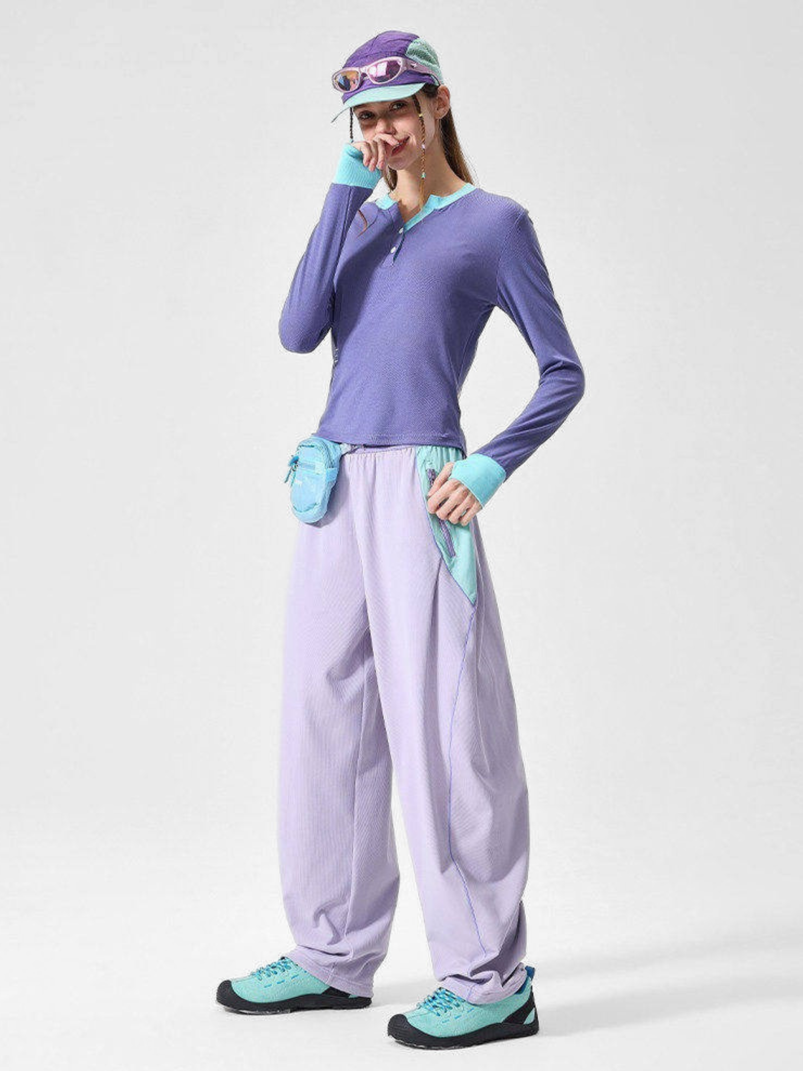 RunFlow - Unisex Contrast Stitch Lightweight Quick-Dry Paratrooper Pants