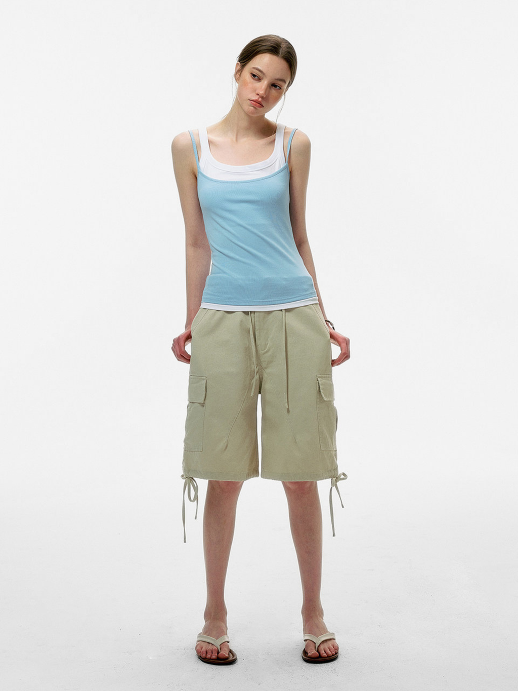 Caveveil - Women's Faux Two-Piece Ribbed Tank Top
