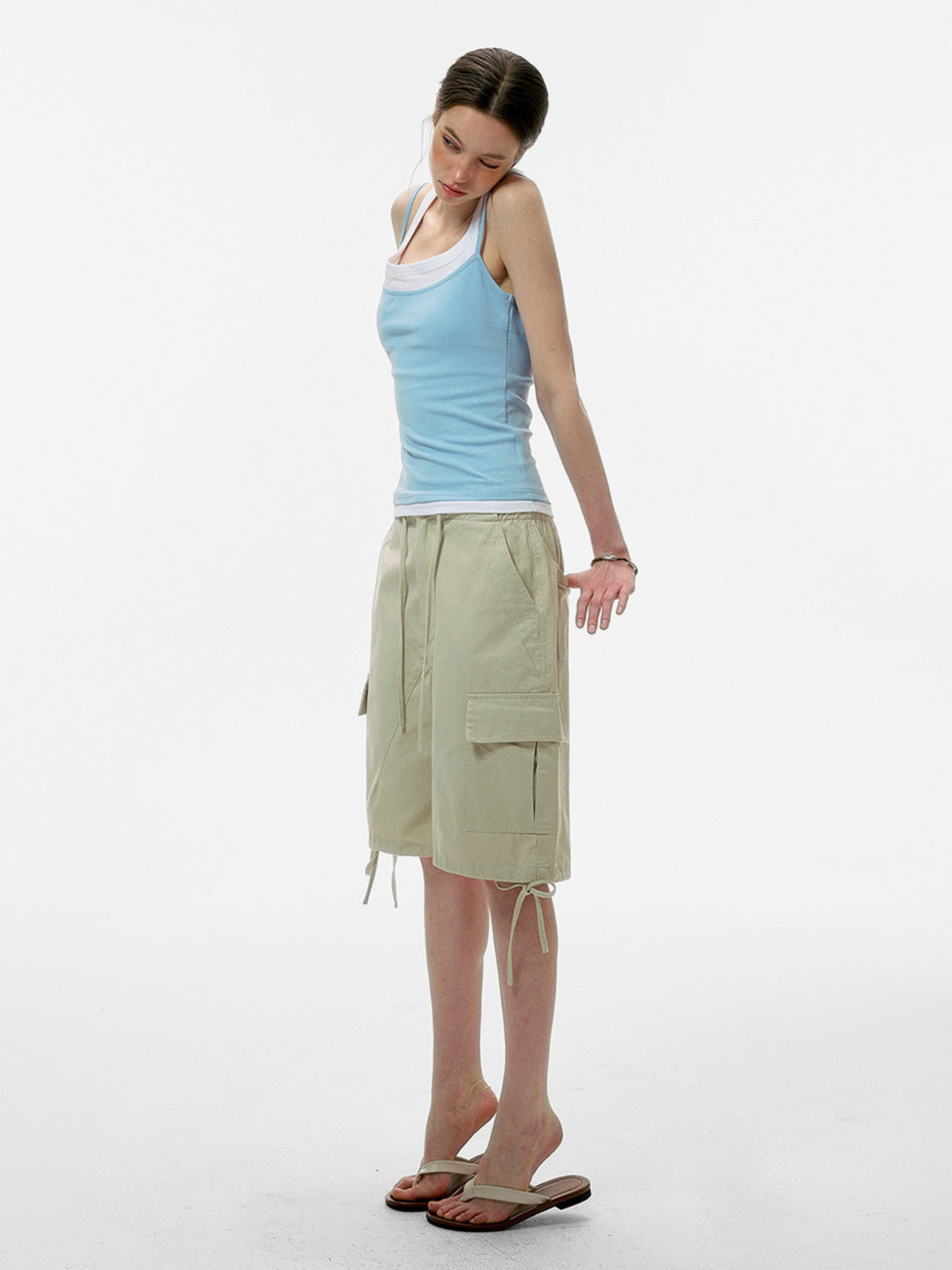Caveveil - Women's Faux Two-Piece Ribbed Tank Top