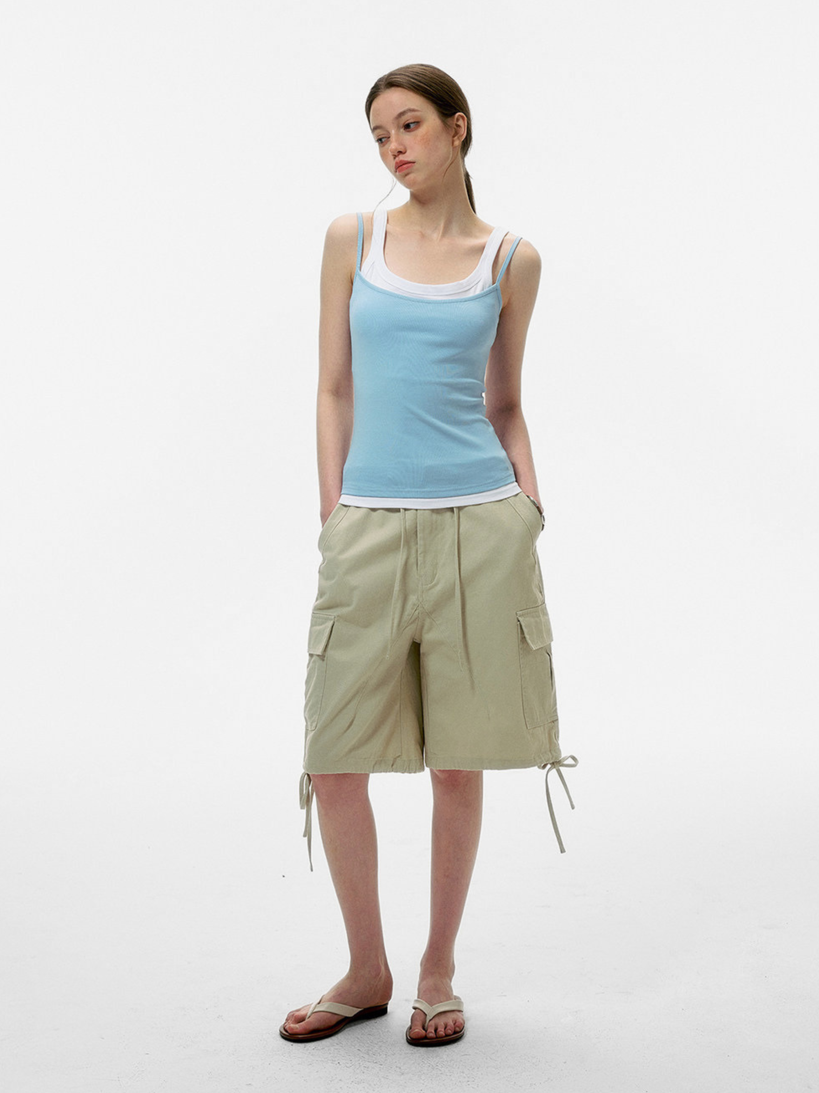 Caveveil - Women's Faux Two-Piece Ribbed Tank Top