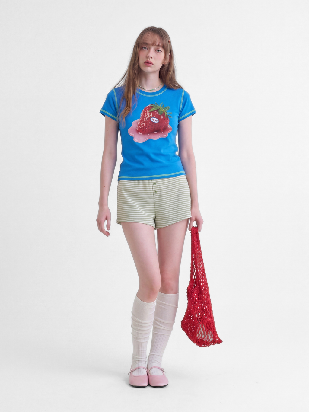 BerryPop - Women's Contrast Stitch Dopamine Print Cropped T-Shirt