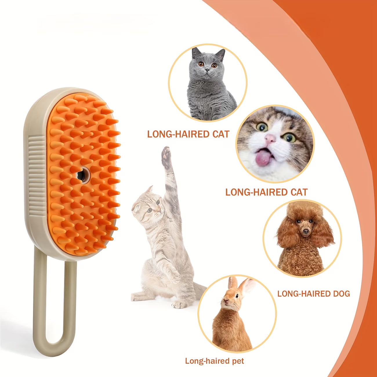 4-in-1 Mist Pet Grooming Brush for Cats & Dogs – Rechargeable