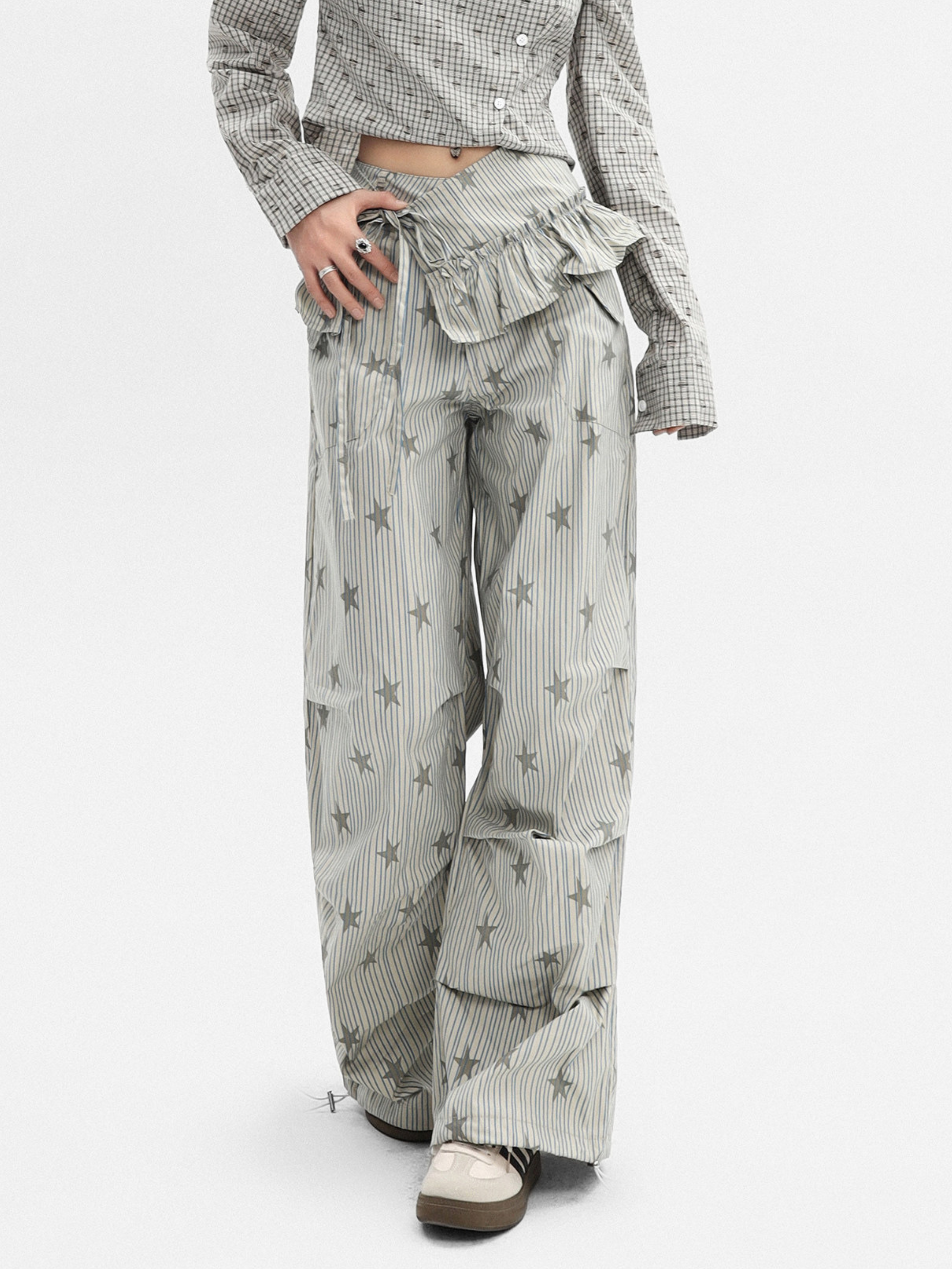 Ashflow - Women's Striped Star Print Cargo Pants
