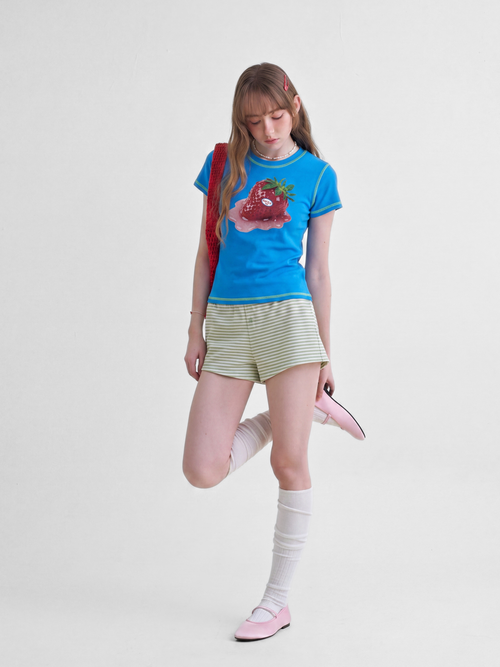 BerryPop - Women's Contrast Stitch Dopamine Print Cropped T-Shirt