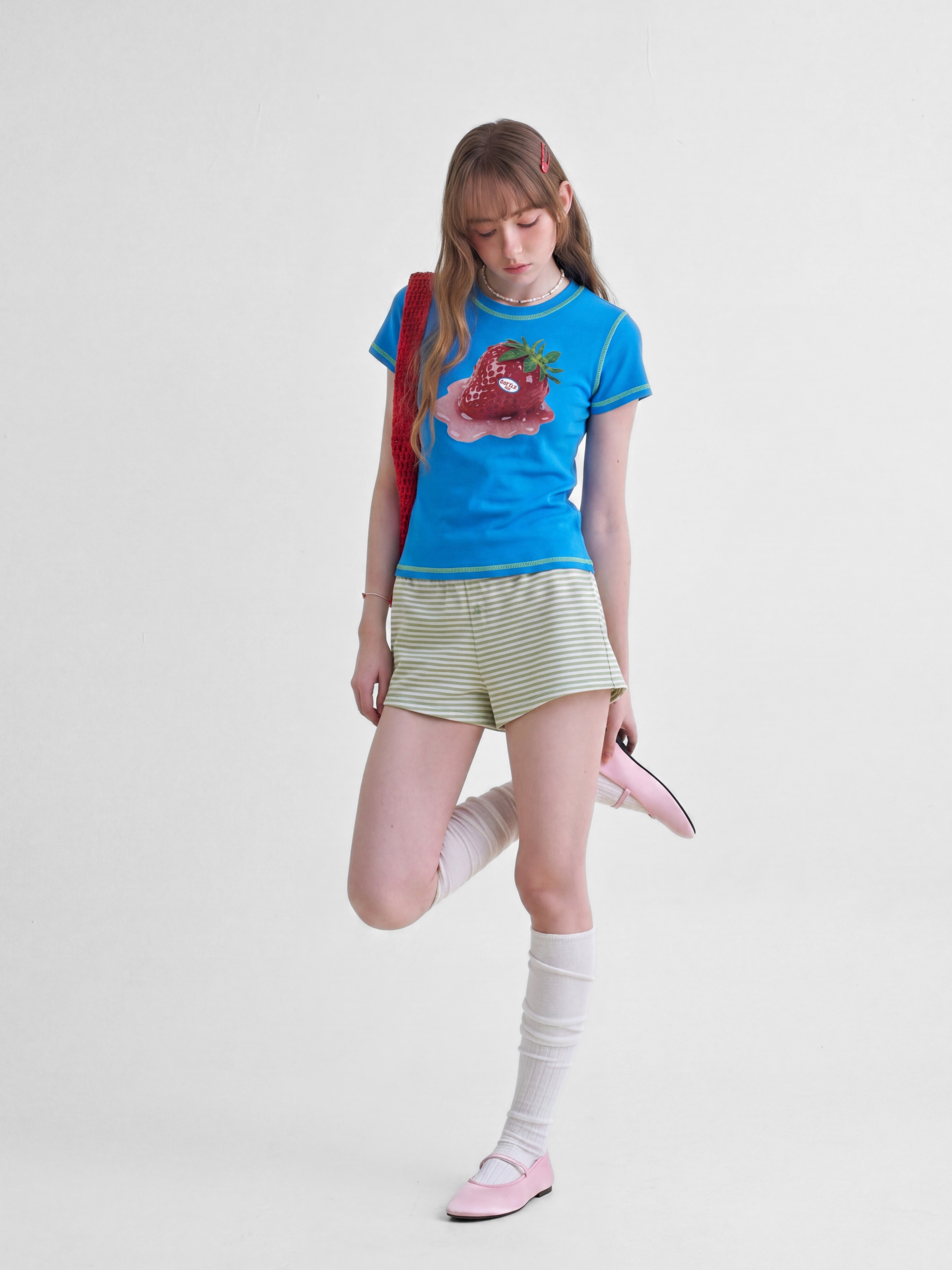 BerryPop - Women's Contrast Stitch Dopamine Print Cropped T-Shirt