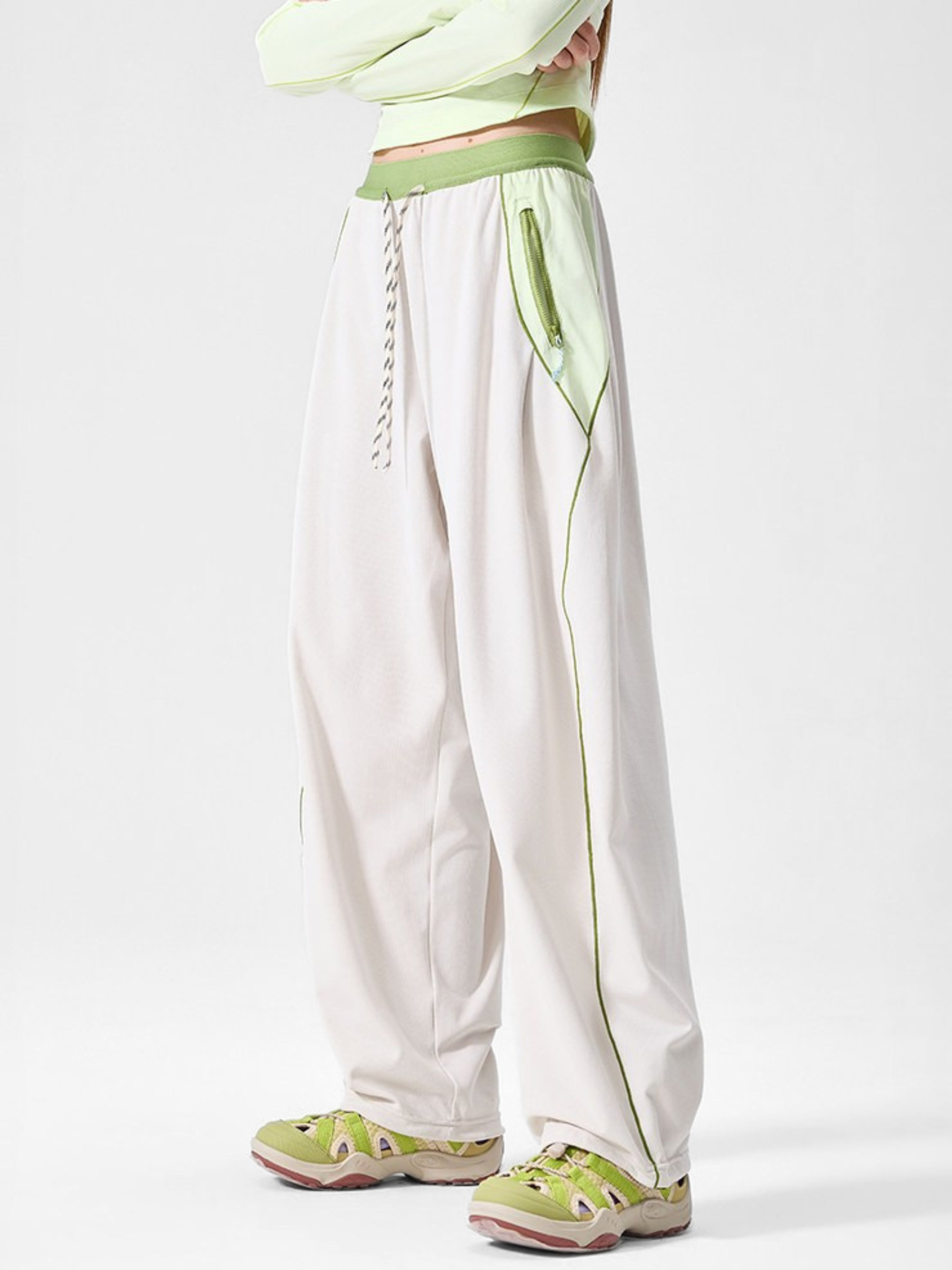RunFlow - Unisex Contrast Stitch Lightweight Quick-Dry Paratrooper Pants