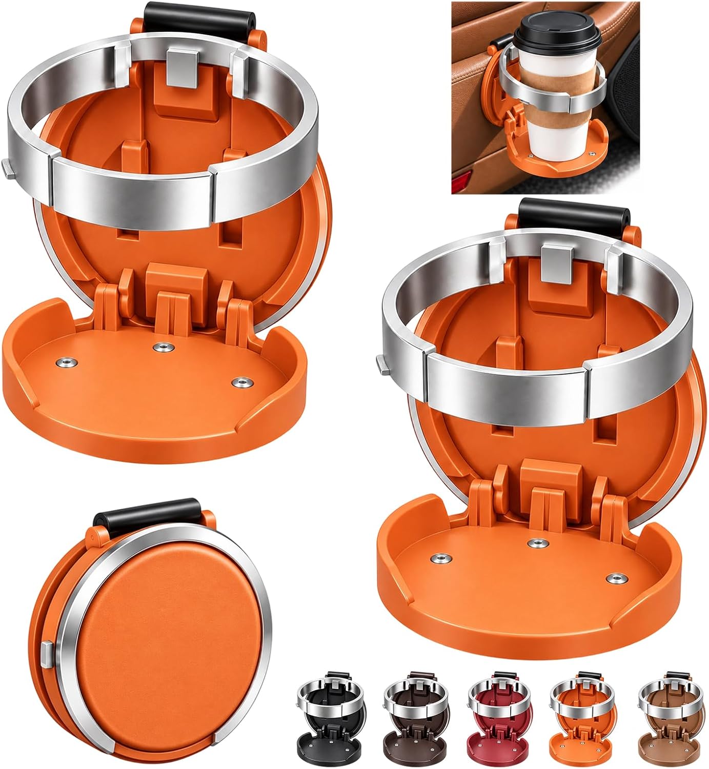 Foldable Car Cup Holder with Hook Universal Car Door Cup Holder