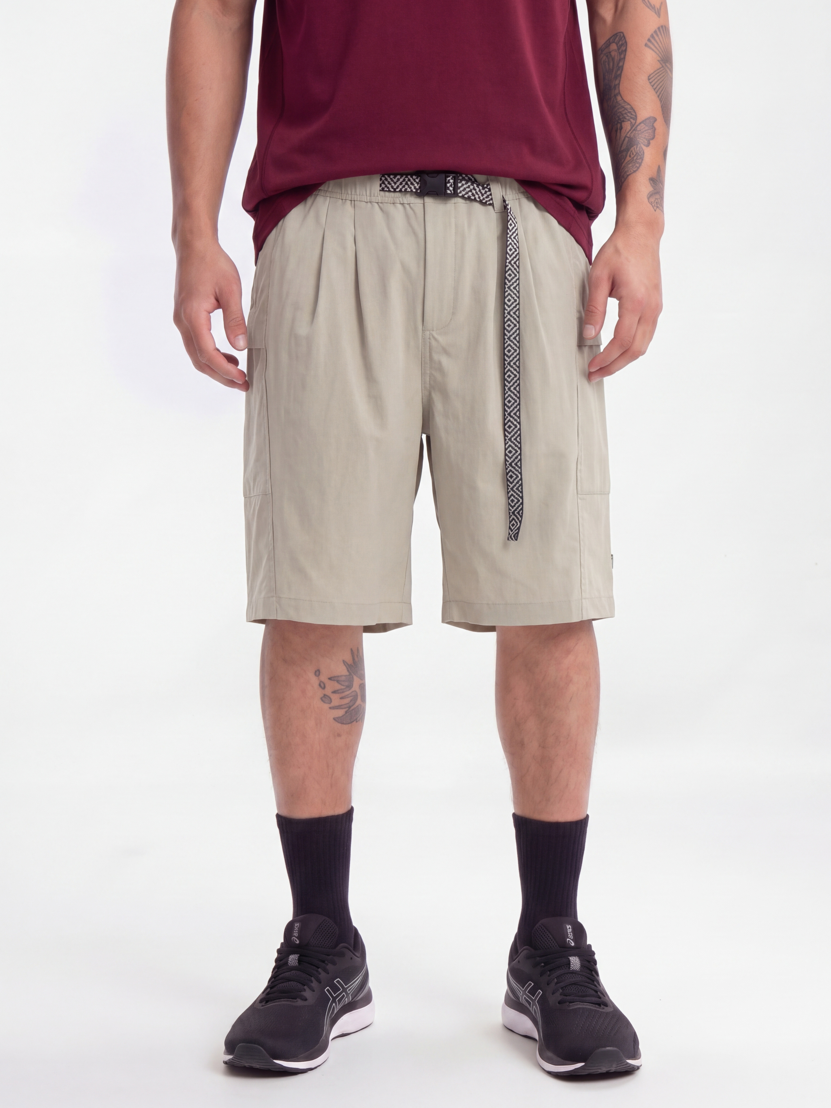 Rainhewn - Men's Lightweight Quick-Dry Belted Casual Shorts