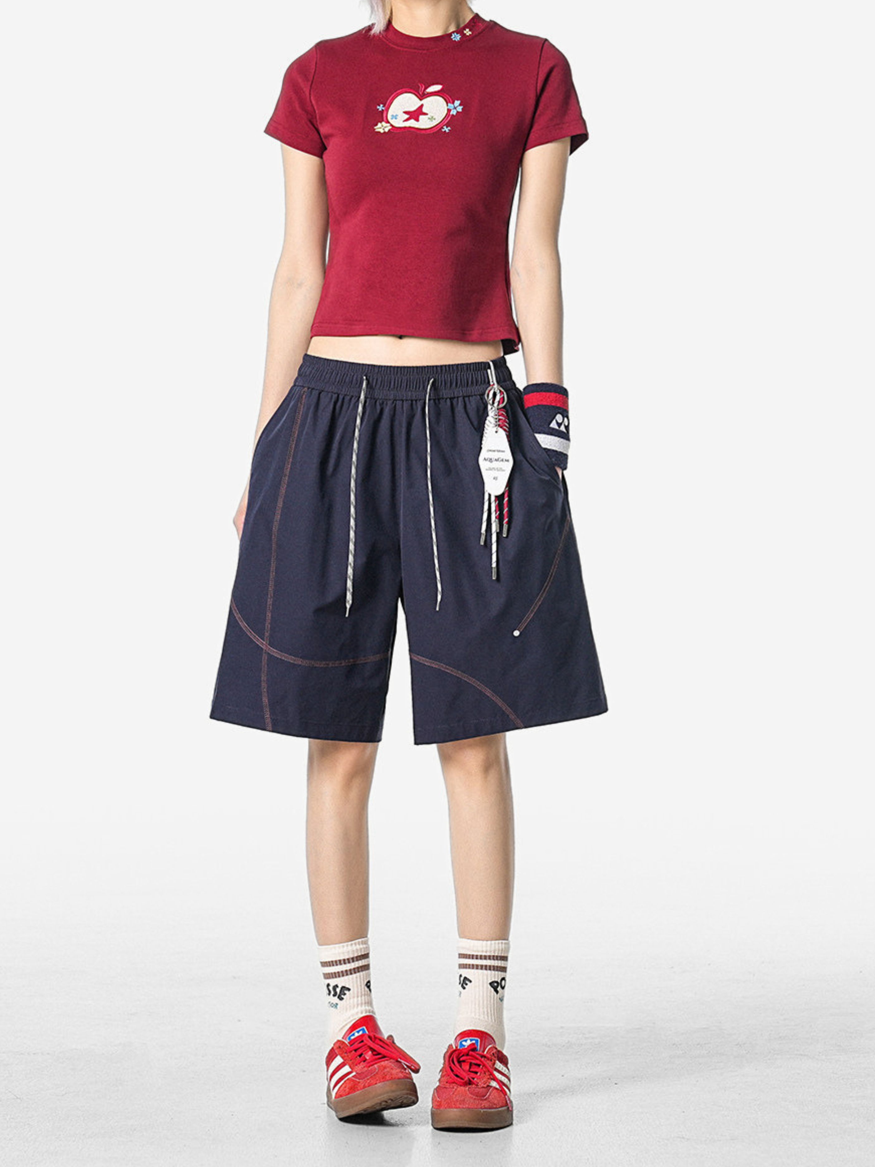 FoxLeap - Unisex Contrast Stitch Lightweight Breathable Sport Shorts