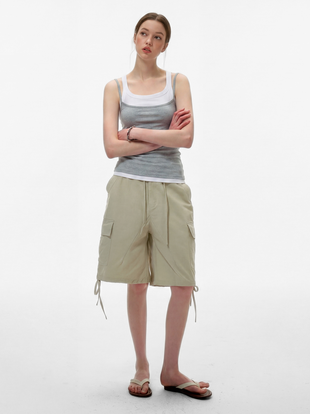Caveveil - Women's Faux Two-Piece Ribbed Tank Top