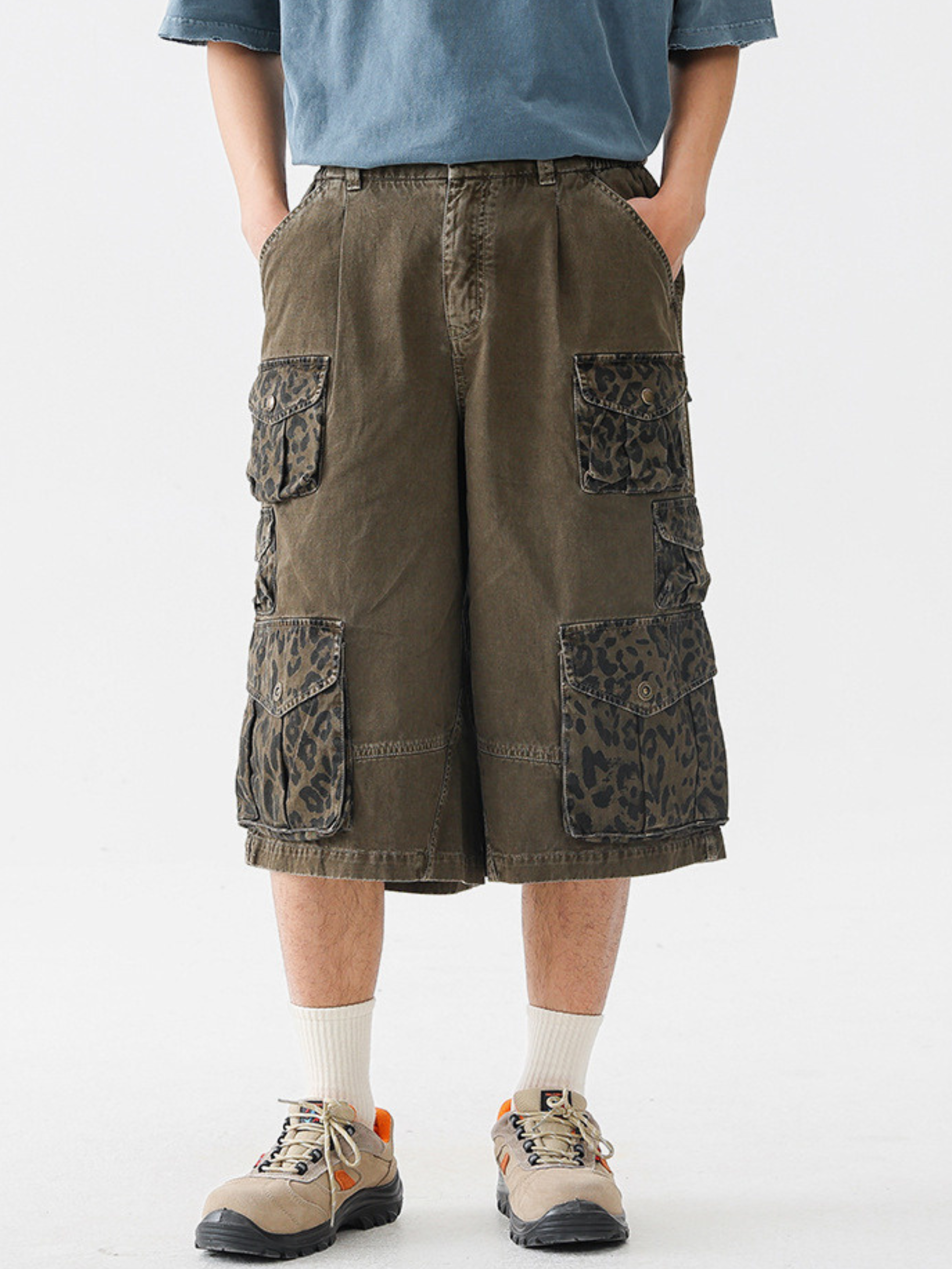 CampStick - Unisex Washed Solid Utility Cropped Pants