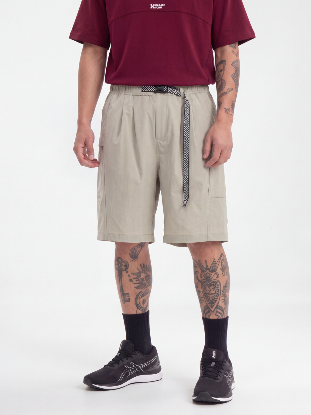 Rainhewn - Men's Lightweight Quick-Dry Belted Casual Shorts