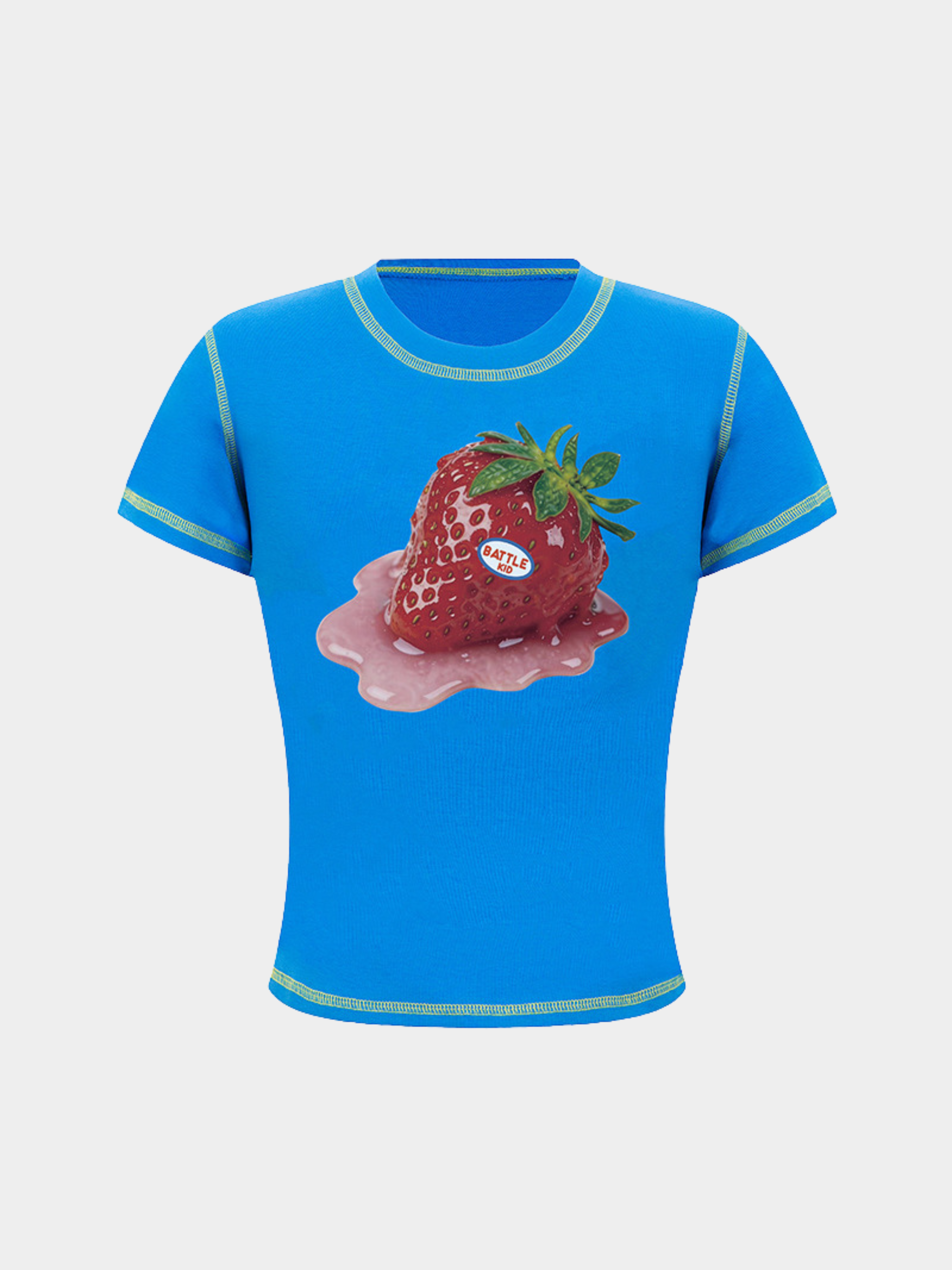 BerryPop - Women's Contrast Stitch Dopamine Print Cropped T-Shirt