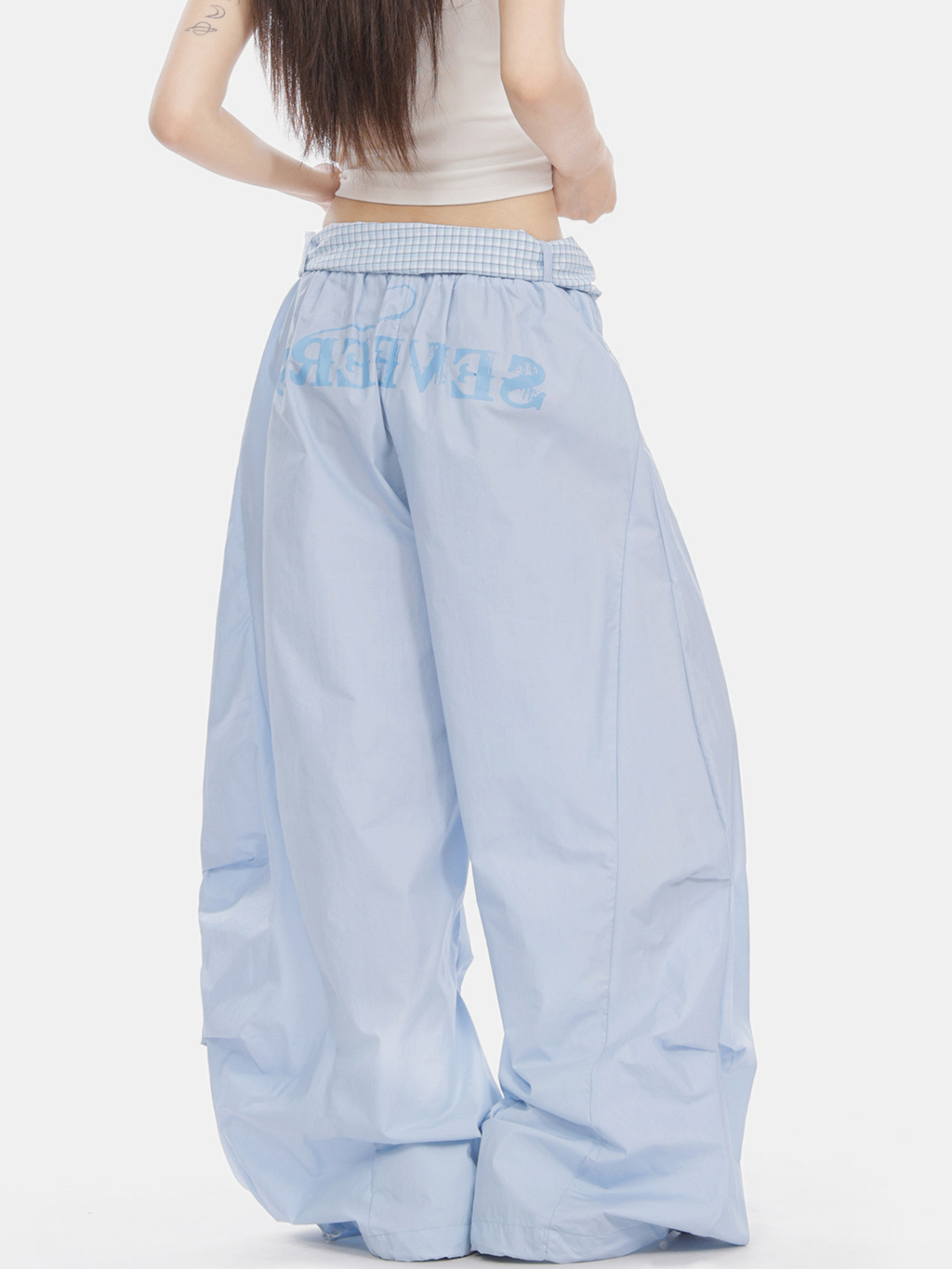 SoftEarth - Women's Plaid Panel Belt Straight-Leg Pants
