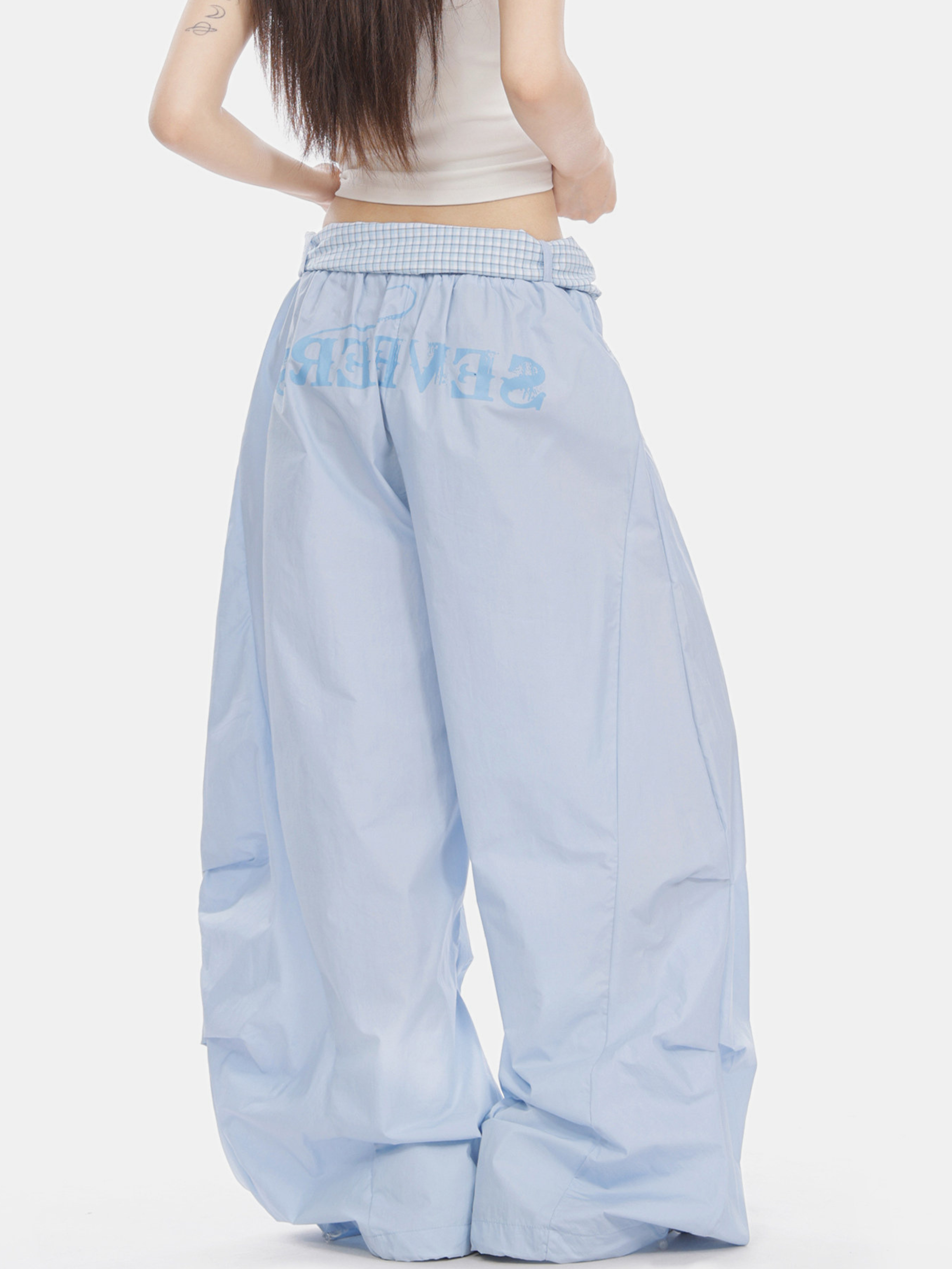 SoftEarth - Women's Plaid Panel Belt Straight-Leg Pants