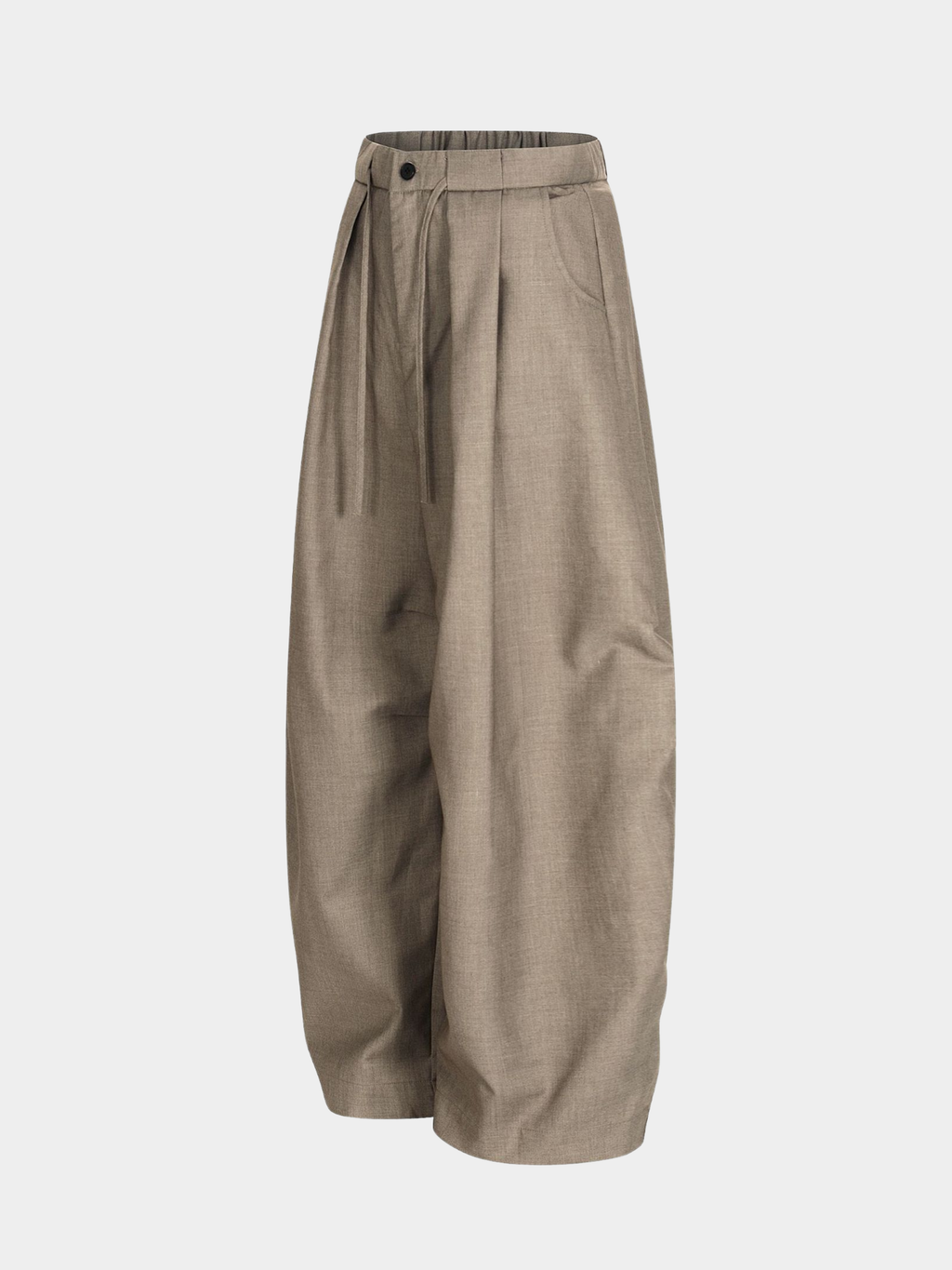 Ashshine - Women's Pleated Drawstring Waist Wide-Leg Tailored Pants