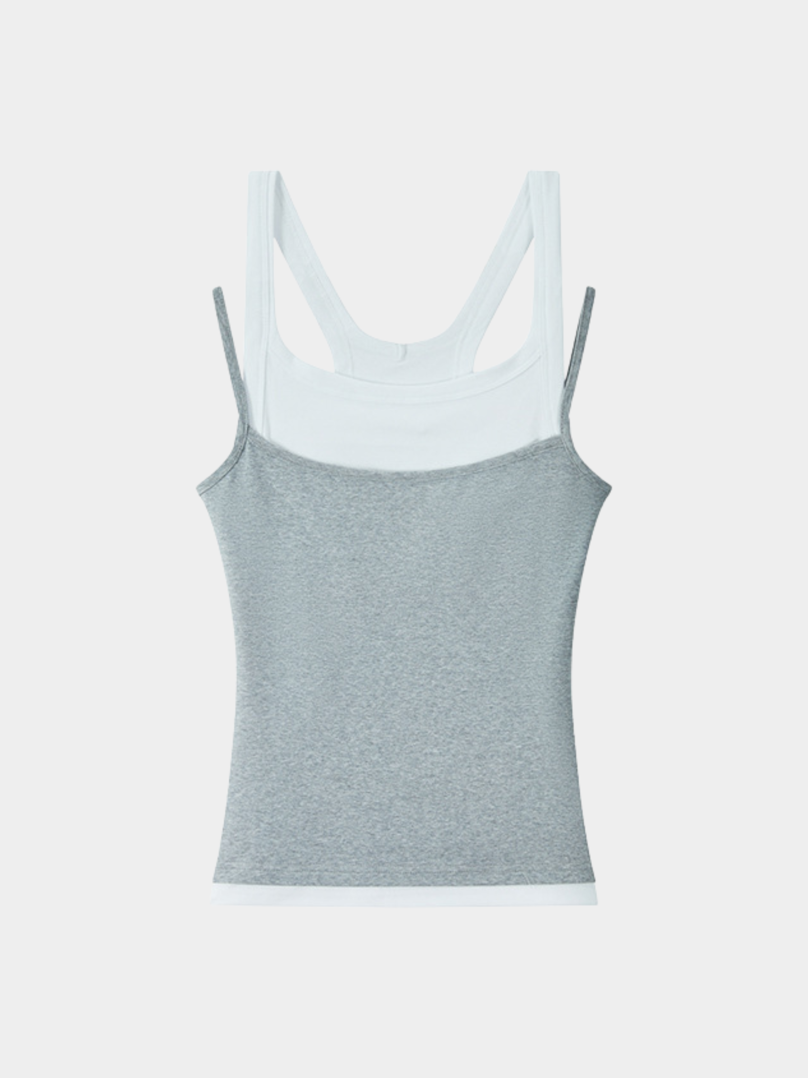 Caveveil - Women's Faux Two-Piece Ribbed Tank Top