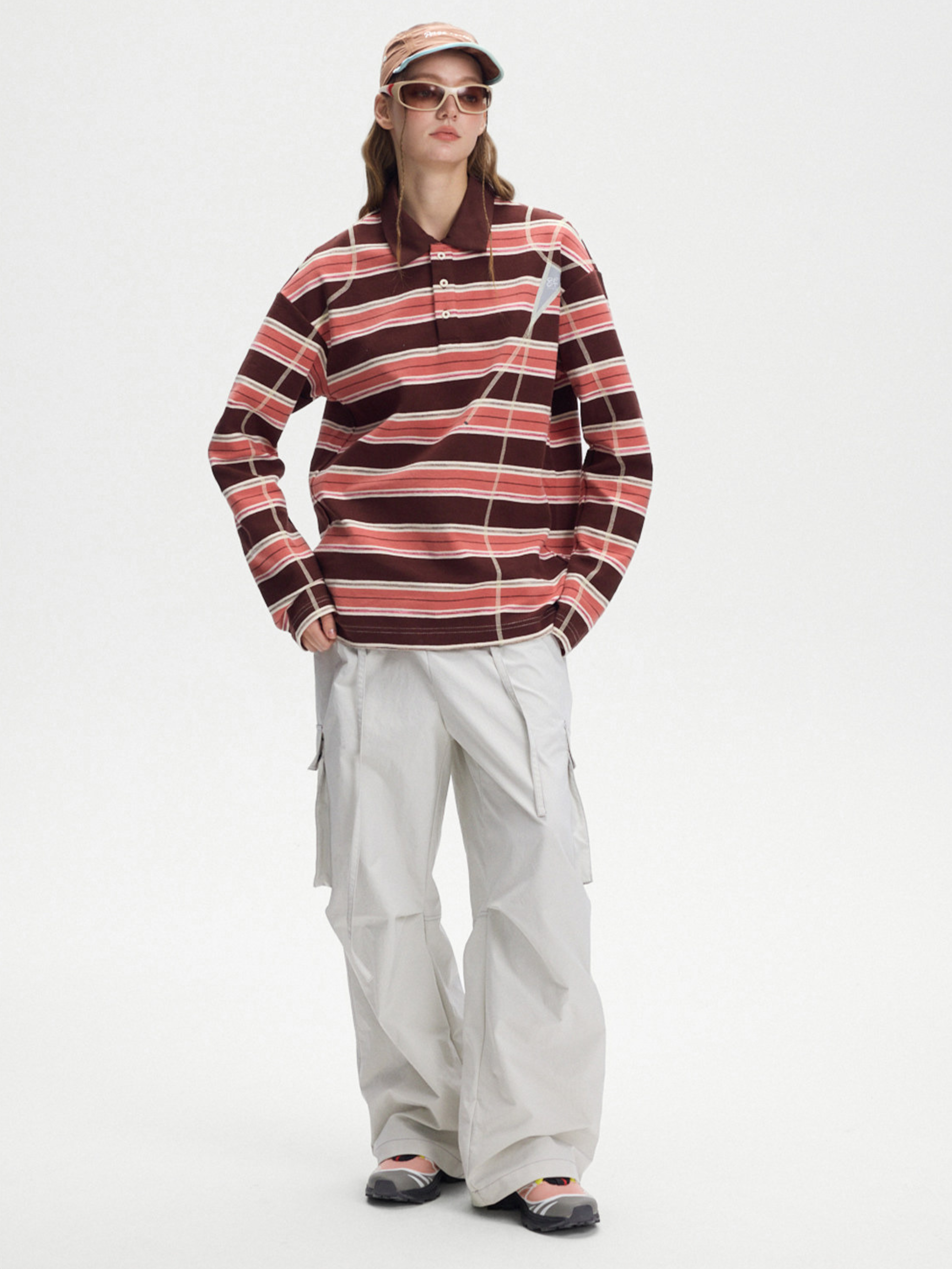 Staple - Women's UPF50+ Protection Striped Knit Long Sleeve Polo Shirt