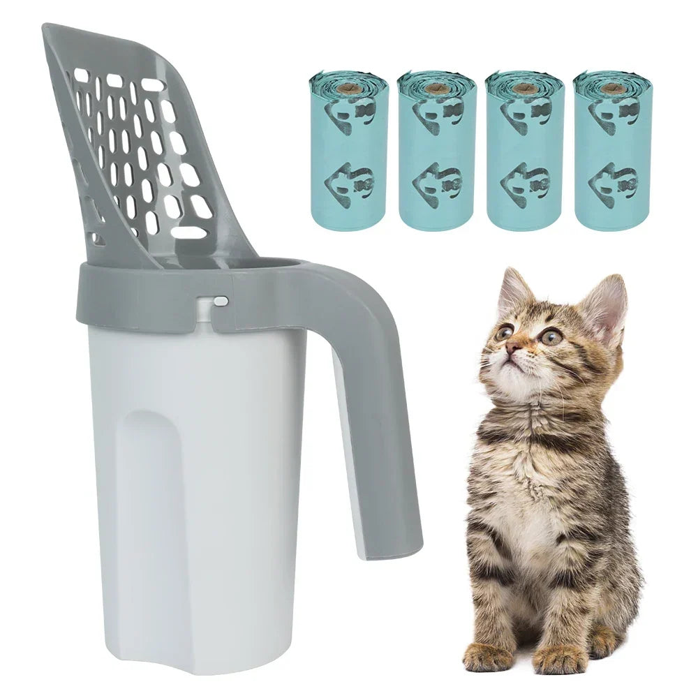 Cat Litter Scoop with Built-In Waste Bin – Easy Sift & Bag Design – Densaro