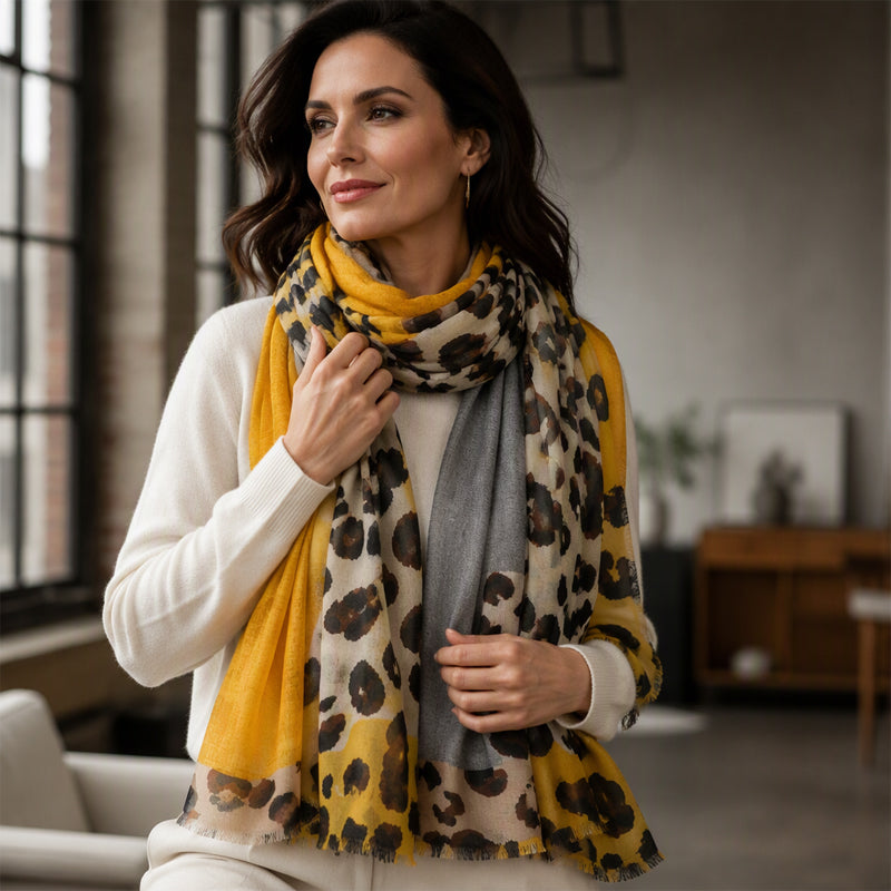 Women's Lightweight Leopard Print Scarf & Shawl – Versatile Long Wrap